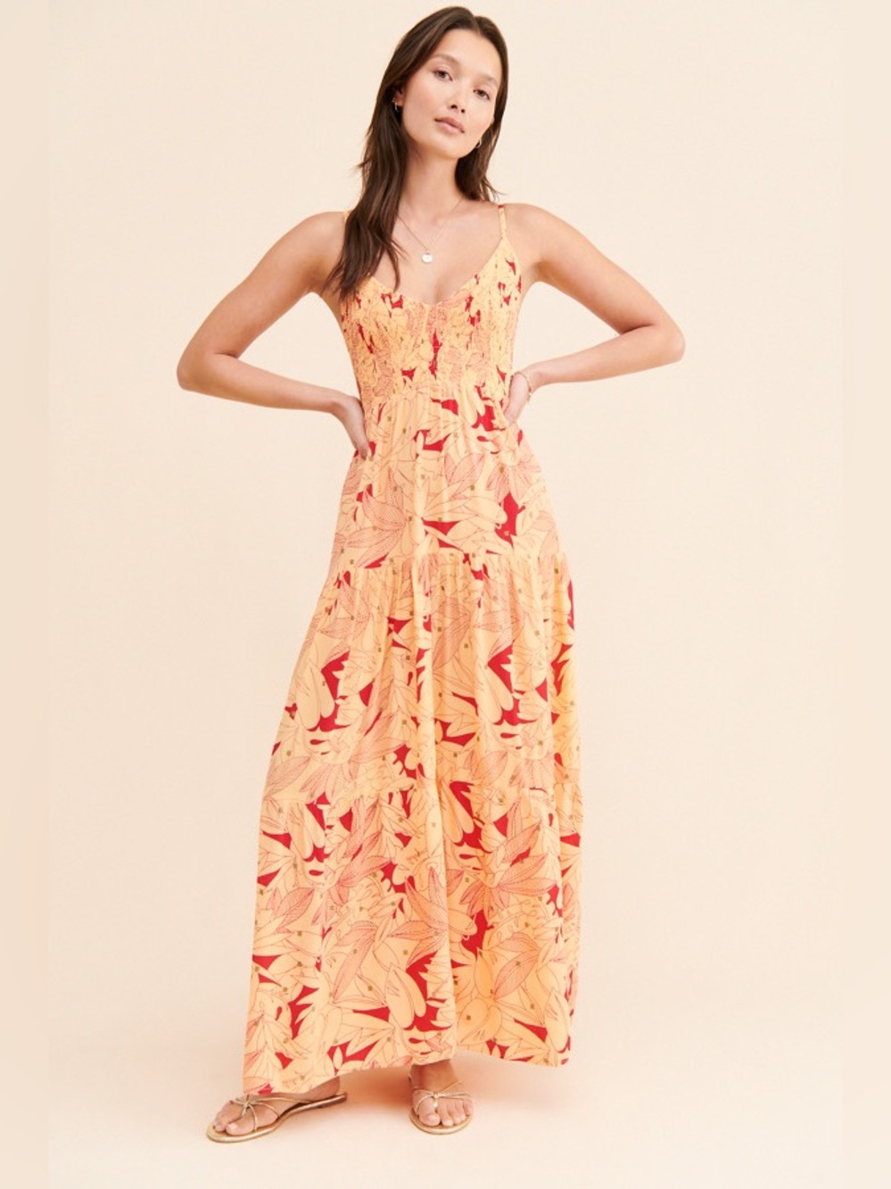 Lusana Thea Maxi Dress in Orange size 4 small